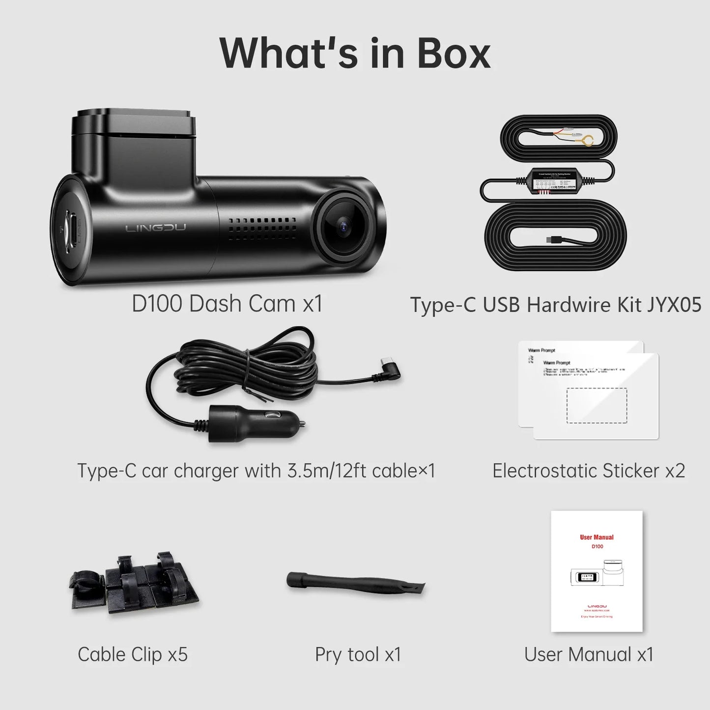 Caméra de bord LINGDU 3K D100 avec GPS intégré, enregistrement en boucle