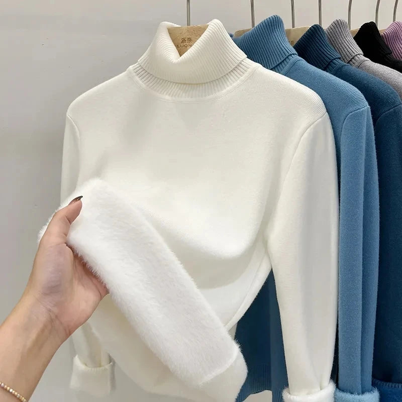 Pull à col roulé épais pour femmes