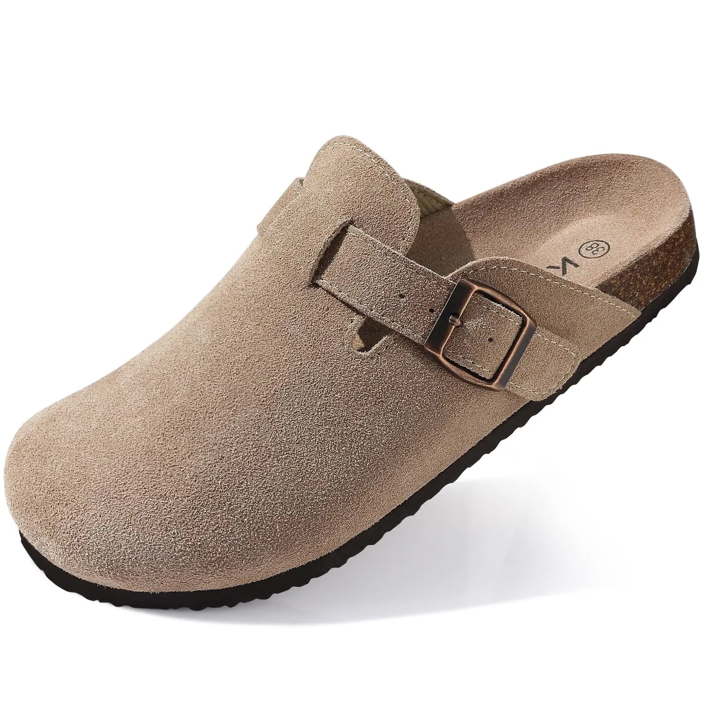 Mules en cuir souple avec semelle en liège