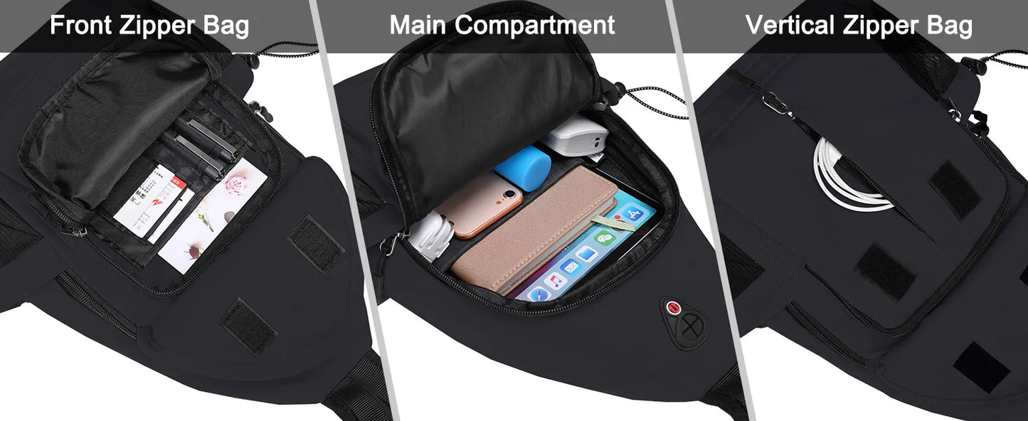 Sacs à dos sling en toile avec poche antivol pour homme et femme