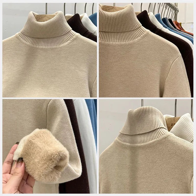 Pull à col roulé épais pour femmes