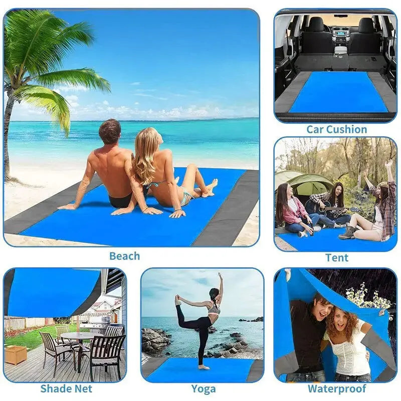 Outdoor Camping Waterproof Beach Mat Portable Foldable Polyester Pocket Picnic Mat Moisture-proof Mat