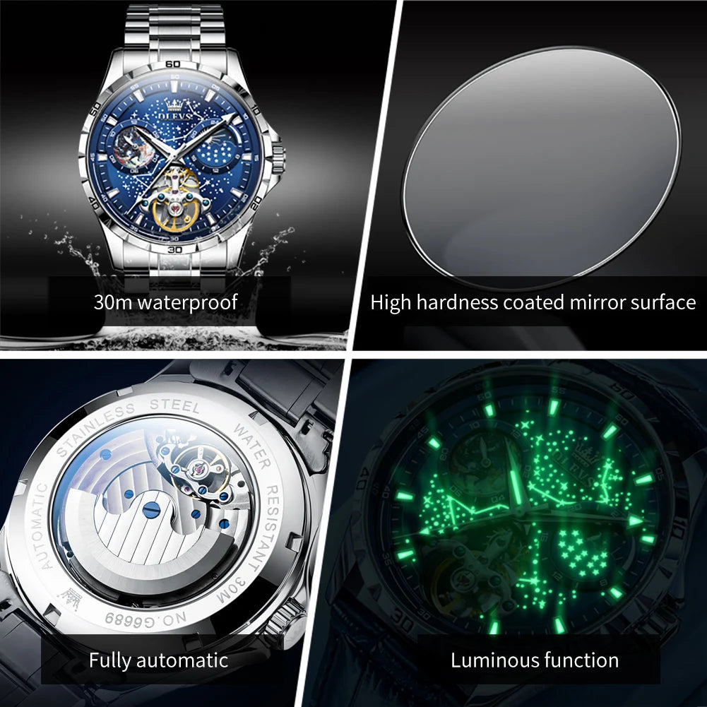 Montre automatique mécanique originale OLEVS pour hommes