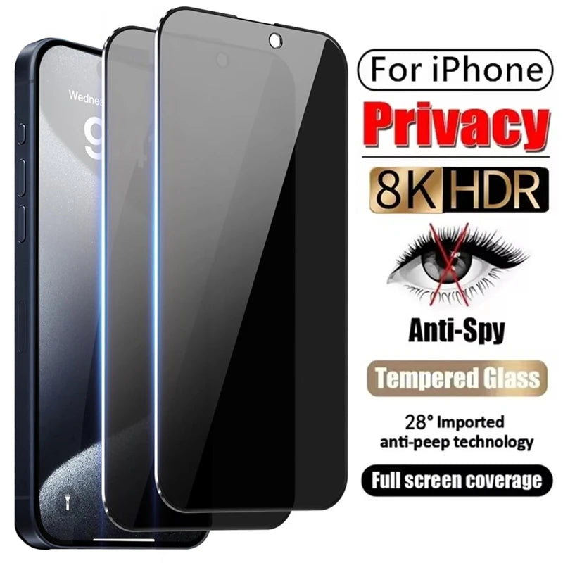 Protecteurs d'écran en verre trempé pour iPhone offrent une protection contre les espions 2PCS