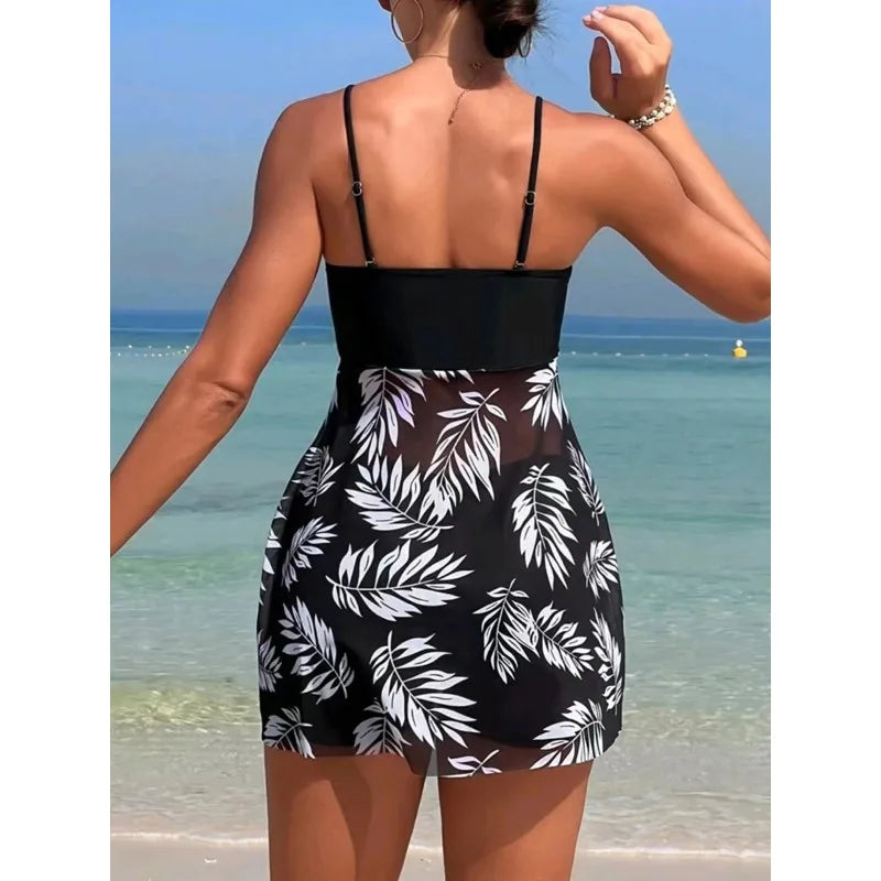 Maillot de bain deux pièces Short Dress Tankini avec Shorts pour femme
