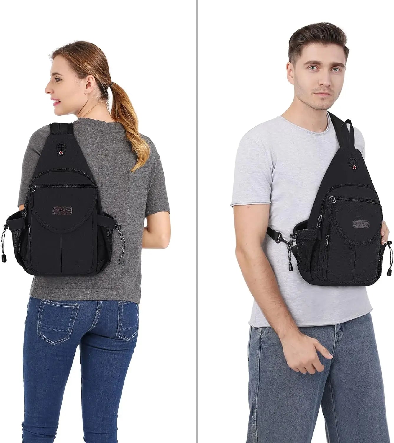 Sacs à dos sling en toile avec poche antivol pour homme et femme