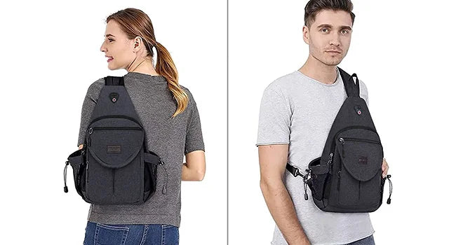 Sacs à dos sling en toile avec poche antivol pour homme et femme