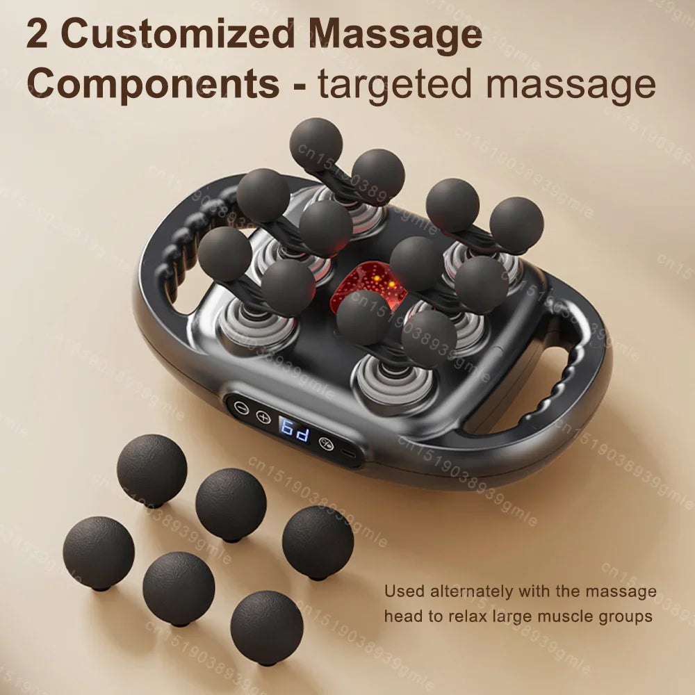 Fascia Gun électrique, équipé de 12/8 têtes interchangeables pour un massage ciblé et efficace