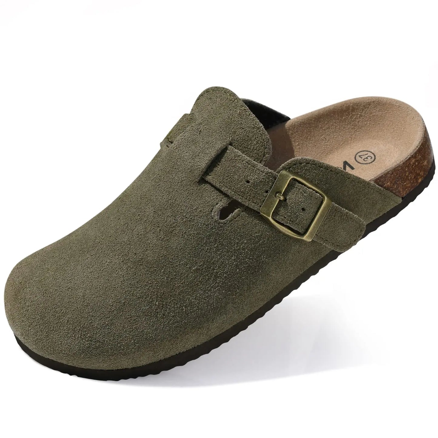 Mules en cuir souple avec semelle en liège