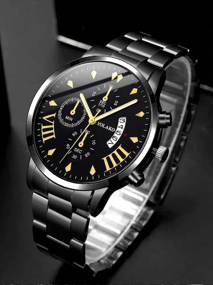Montre à quartz avec bracelet en acier pour homme