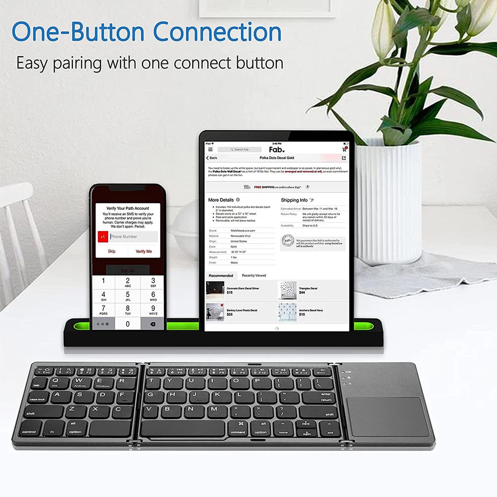 Clavier pliable sans fil Bluetooth pour, IOS, Android et Windows.