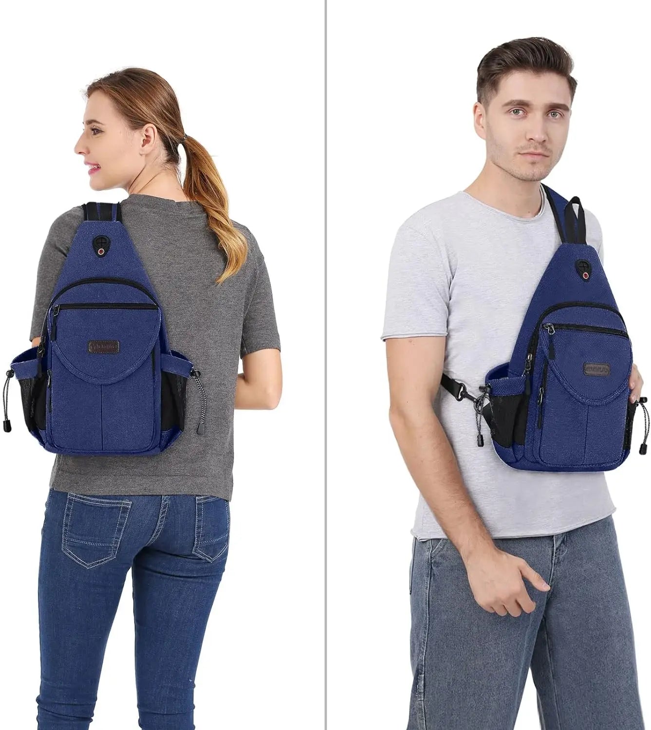 Sacs à dos sling en toile avec poche antivol pour homme et femme