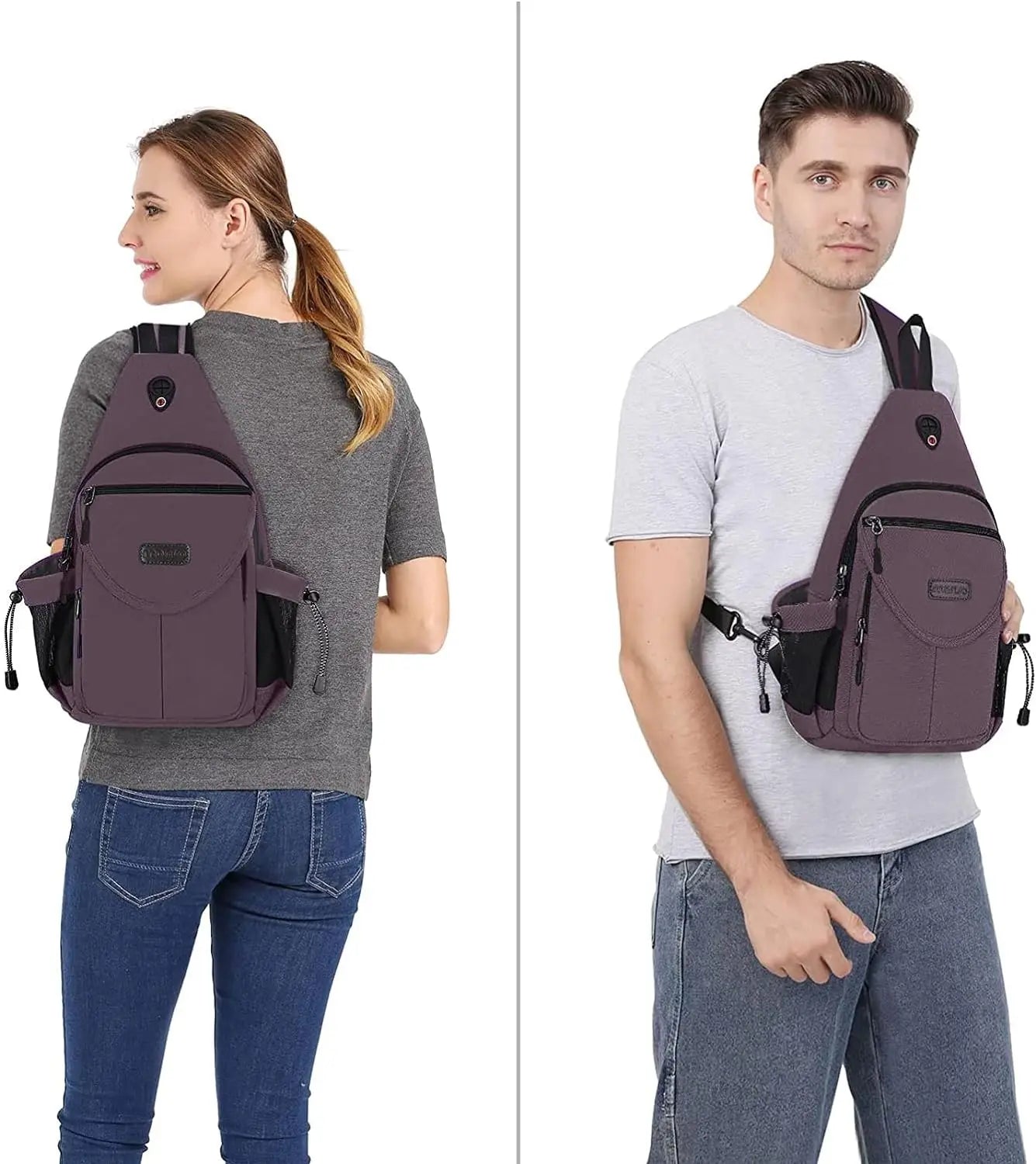 Sacs à dos sling en toile avec poche antivol pour homme et femme
