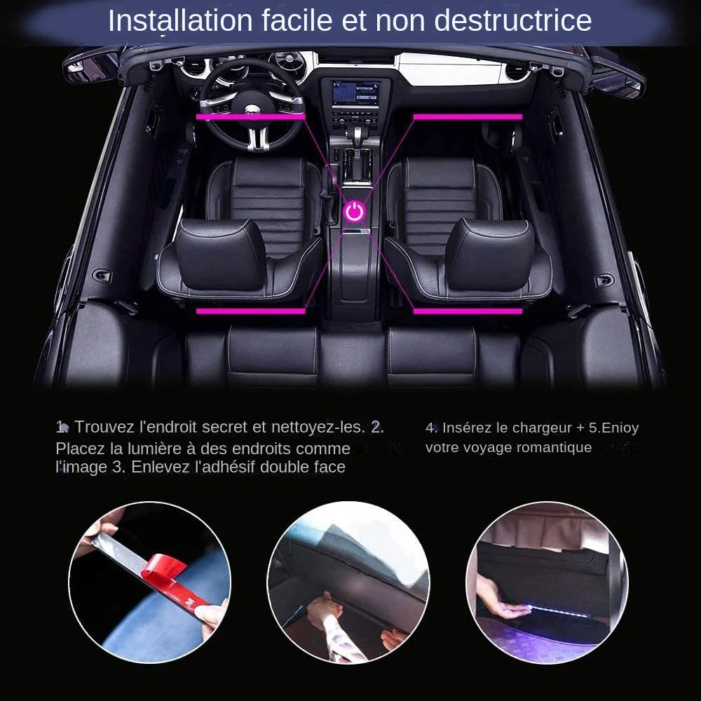 Kit de bandes lumineuses intérieures néon LED. Contrôlable via une application et avec une télécommande