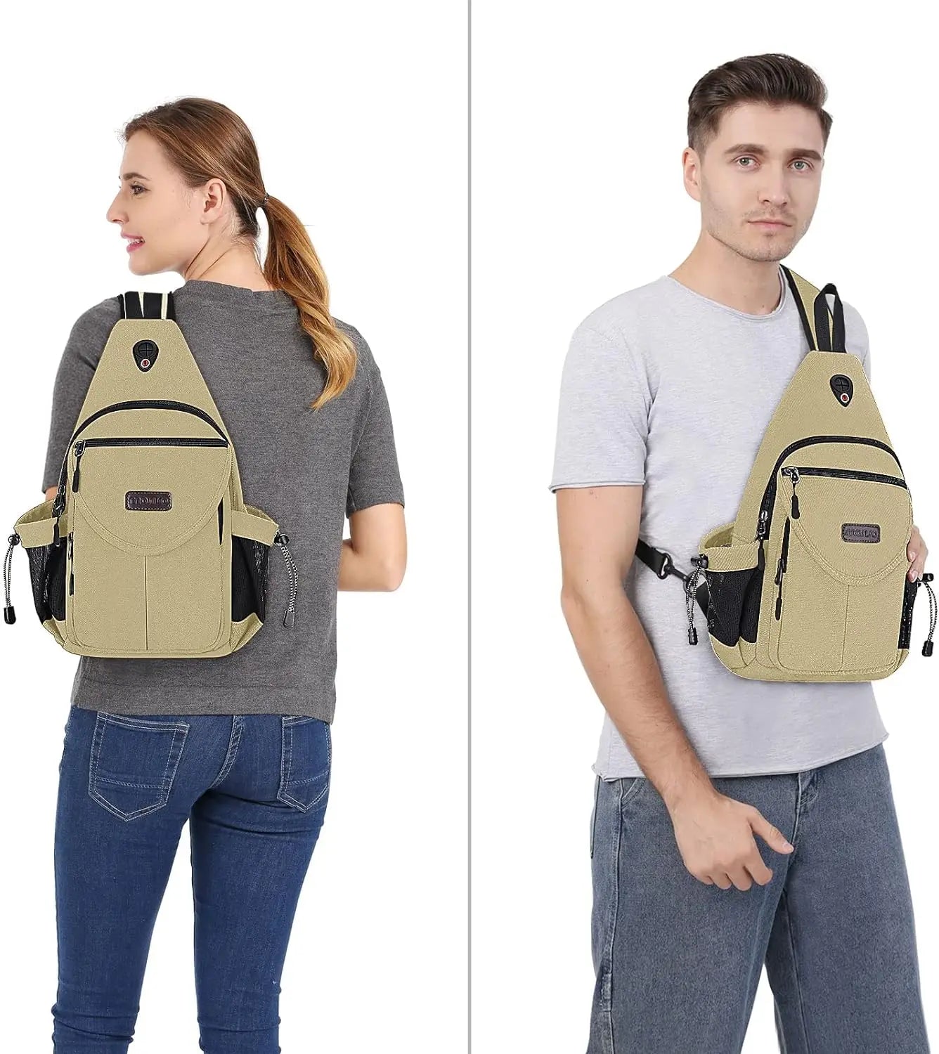 Sacs à dos sling en toile avec poche antivol pour homme et femme