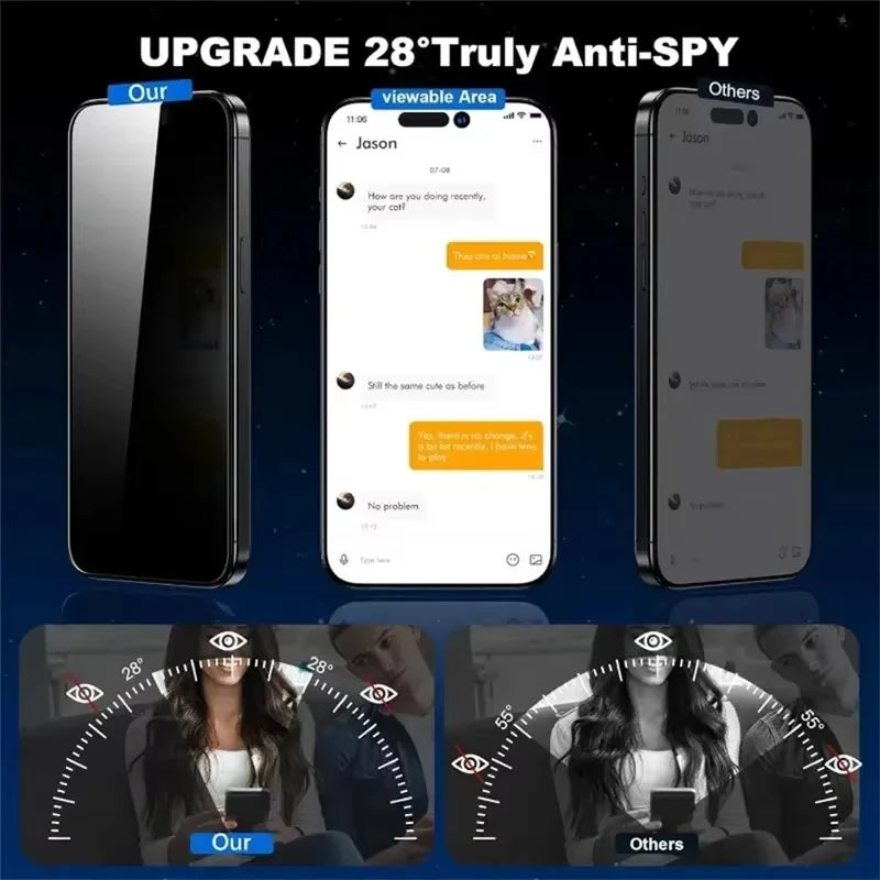 Verre trempé anti-espion haute définition pour iPhone 17 Pro Max 16 11 14 13 12 15 16E Air Mini SE 7 8 XR XS Anti-spy Glass