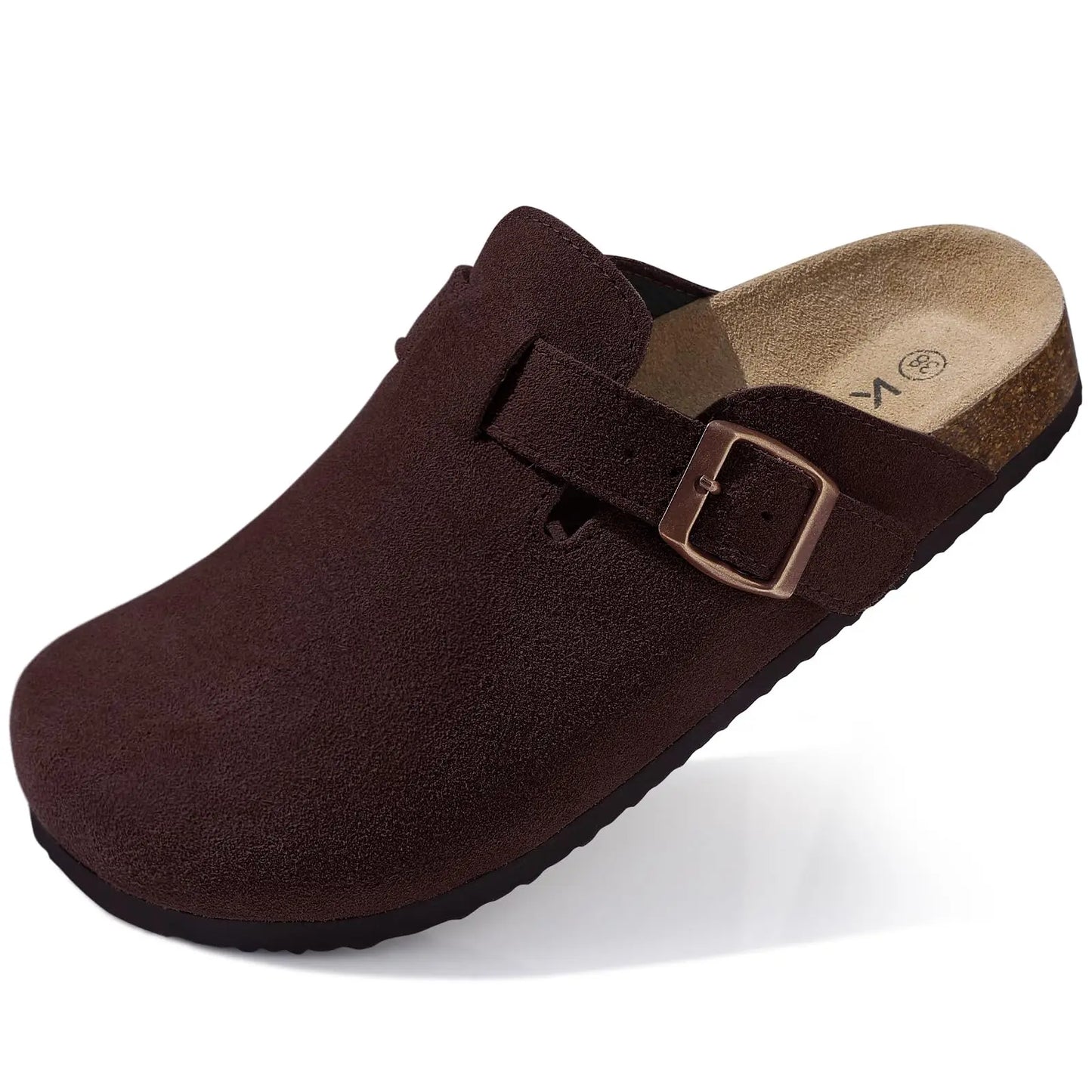 Mules en cuir souple avec semelle en liège
