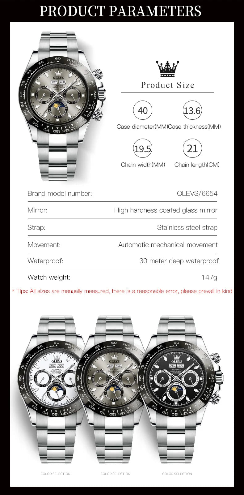 Montre automatique OLEVS pour homme