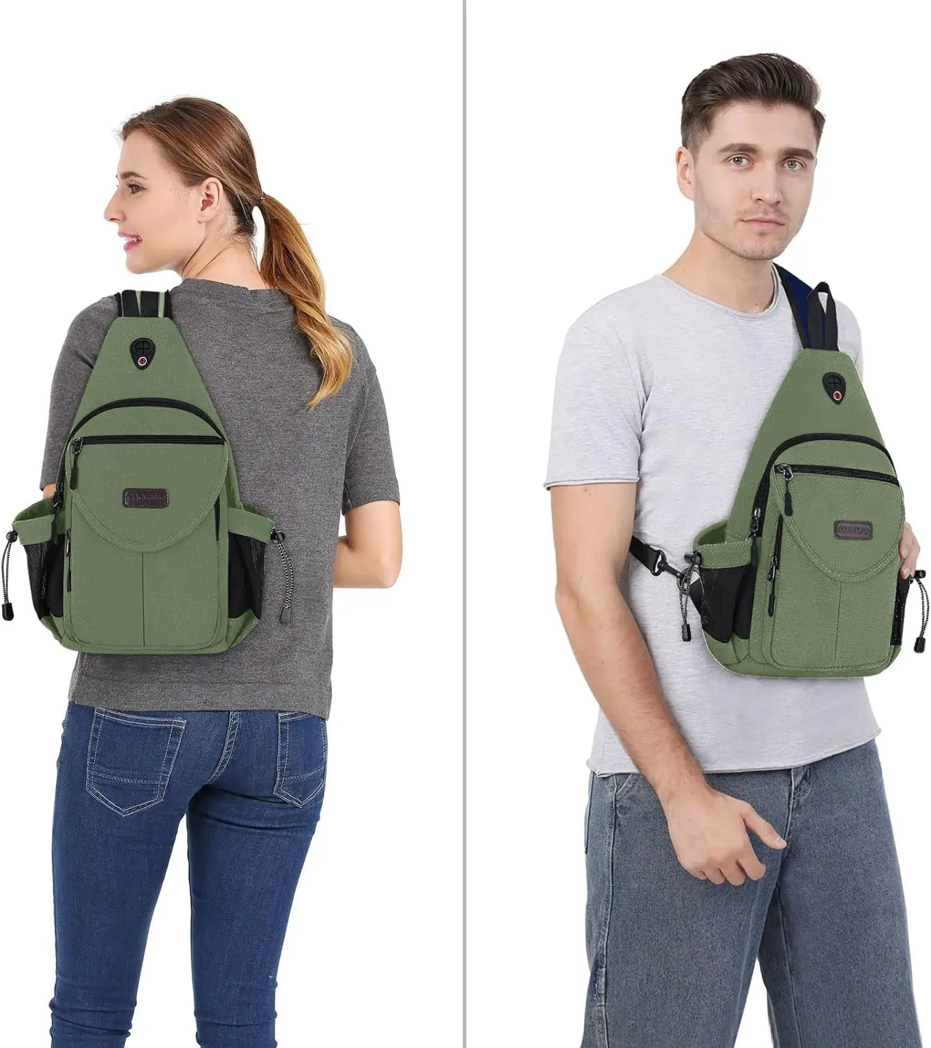Sacs à dos sling en toile avec poche antivol pour homme et femme