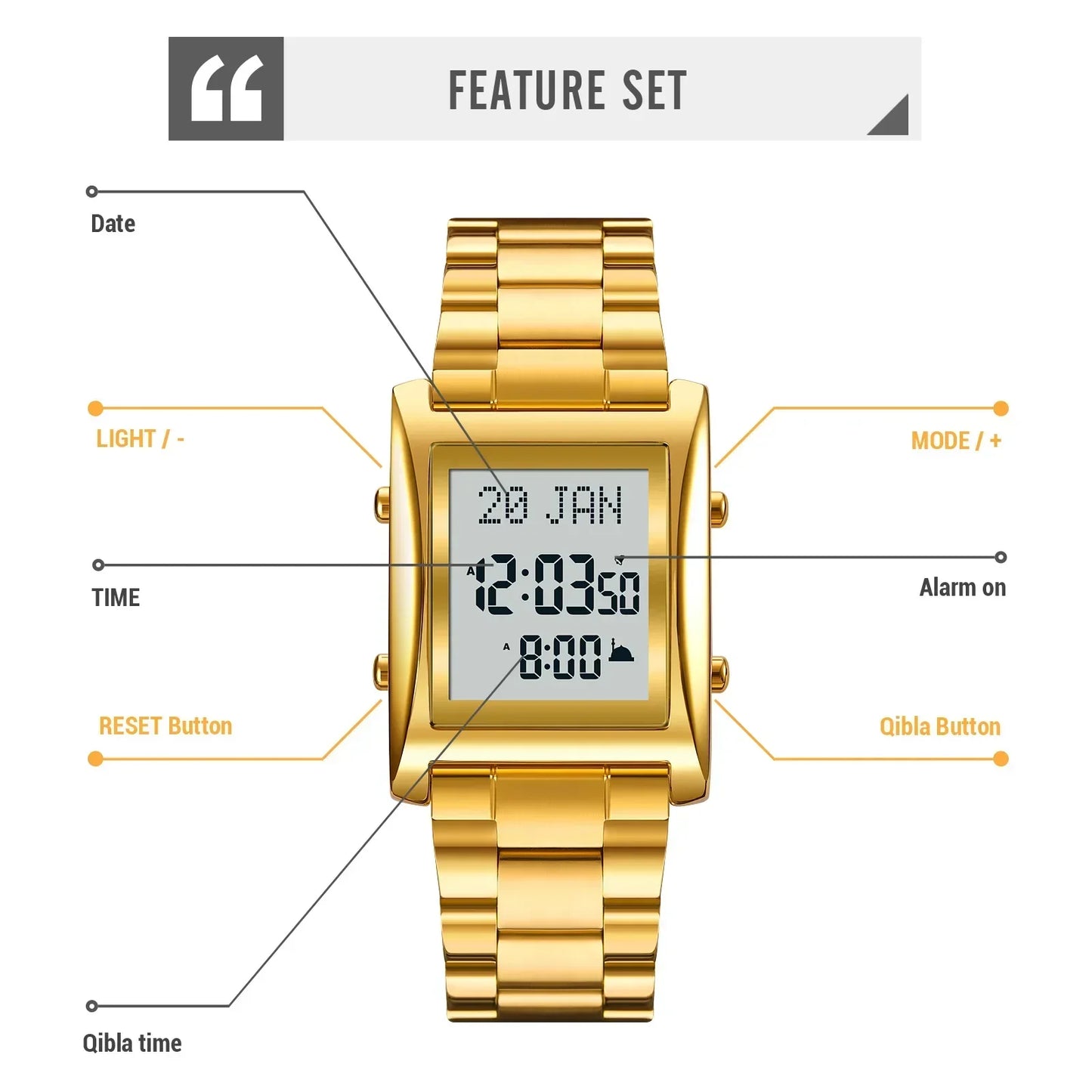 Montres pour hommes et femmes SKMEi 1815 Muslim Qibla