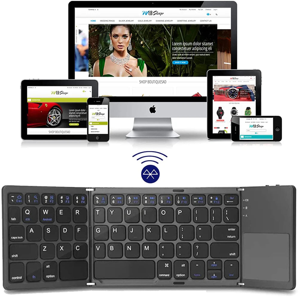 Clavier pliable sans fil Bluetooth pour, IOS, Android et Windows.