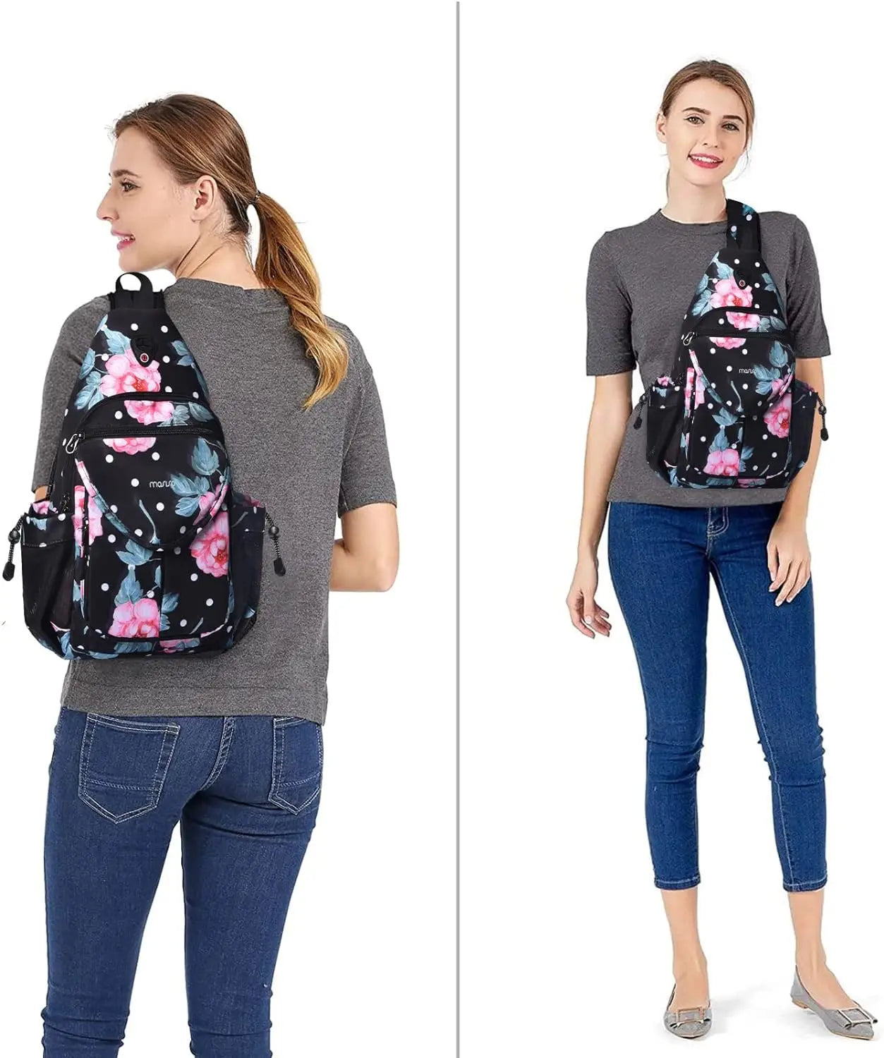 Sacs à dos sling en toile avec poche antivol pour homme et femme