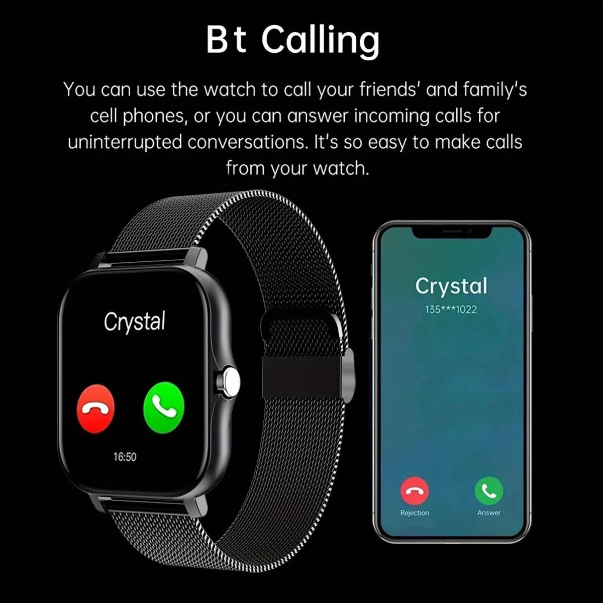 Montre intelligente tactile complète pour hommes et femmes