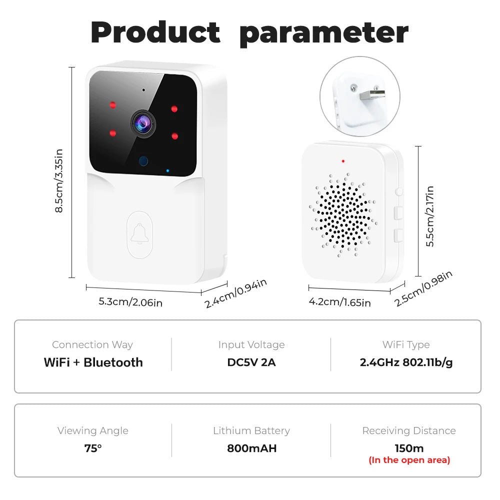 Sonnette sans fil alimentée par batterie avec une caméra intégrée
