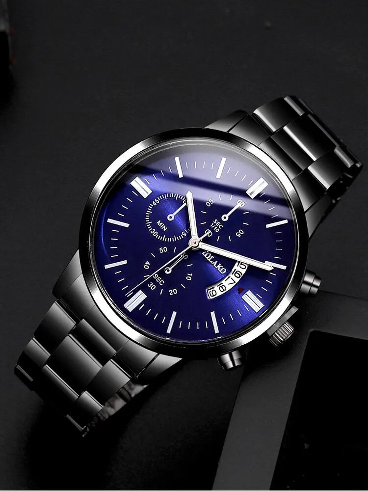 Montre à quartz avec bracelet en acier pour homme