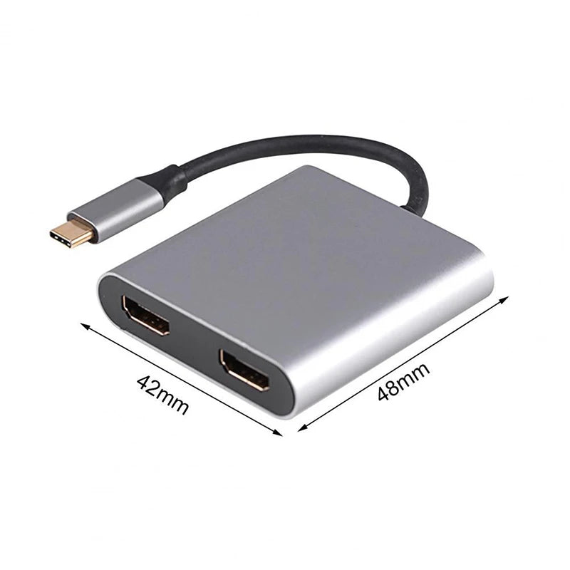 Convertisseur USB 4 en 1, 2 en 1 Type C vers double HDMI 4K