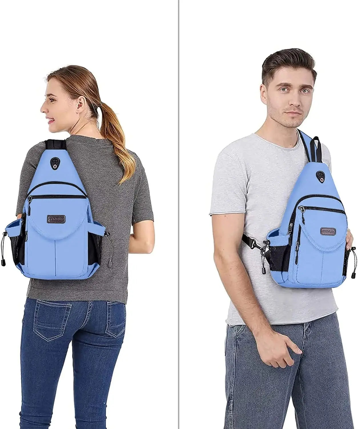 Sacs à dos sling en toile avec poche antivol pour homme et femme