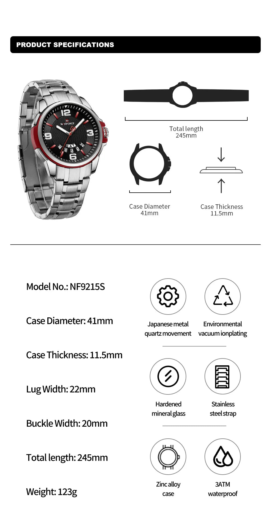 Montre NAVIFORCE NF9215S pour homme