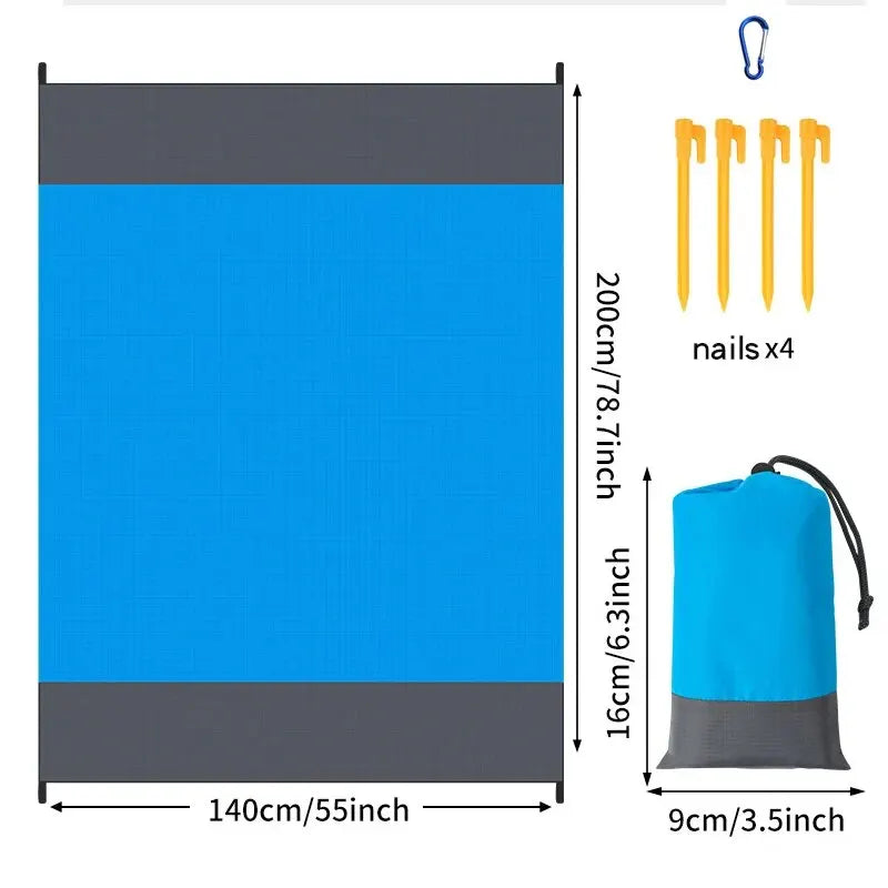 Outdoor Camping Waterproof Beach Mat Portable Foldable Polyester Pocket Picnic Mat Moisture-proof Mat