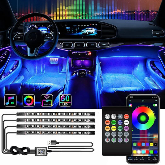 Kit de bandes lumineuses intérieures néon LED. Contrôlable via une application et avec une télécommande