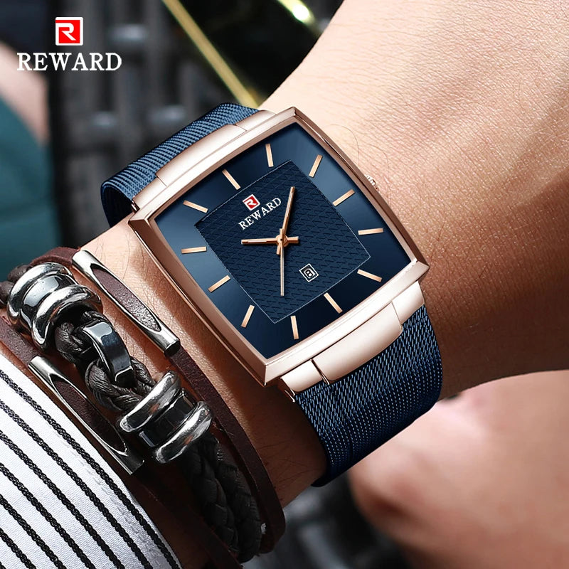 Montre de luxe REWARD Fashion Blue pour hommes