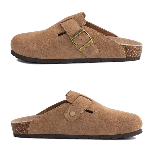 Mules en cuir souple avec semelle en liège