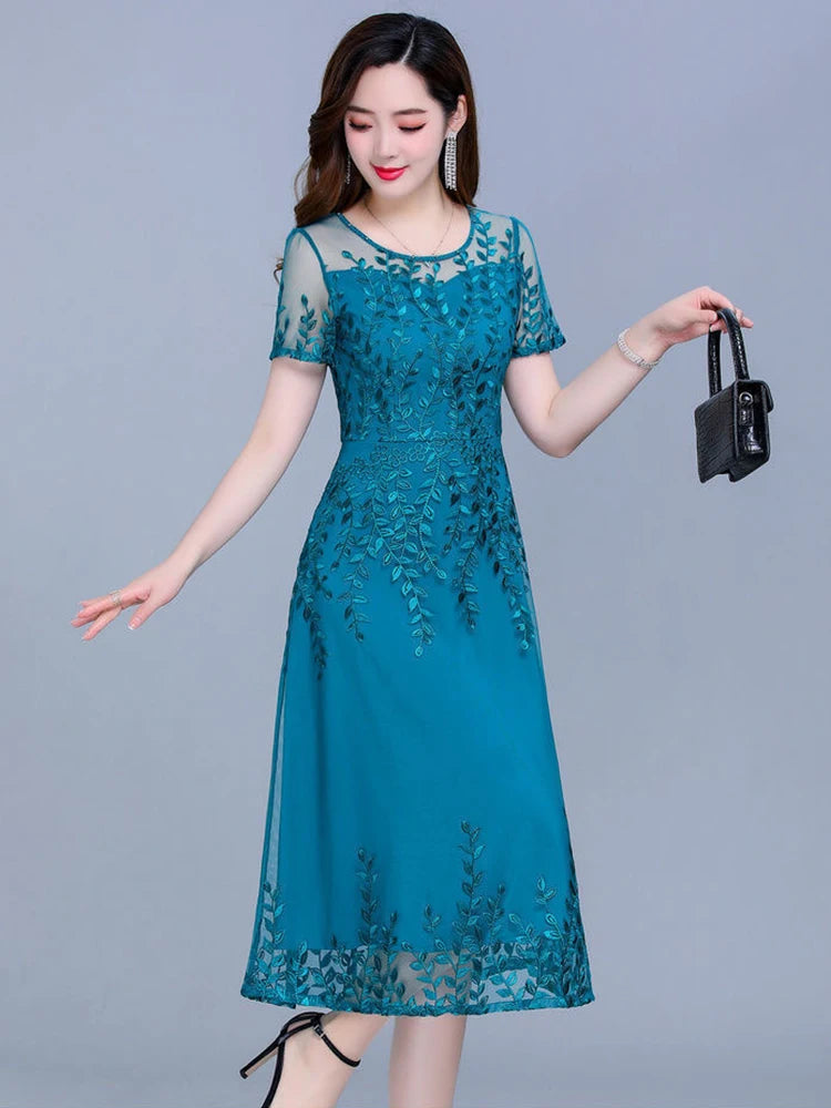 Robe longue en mousseline de soie