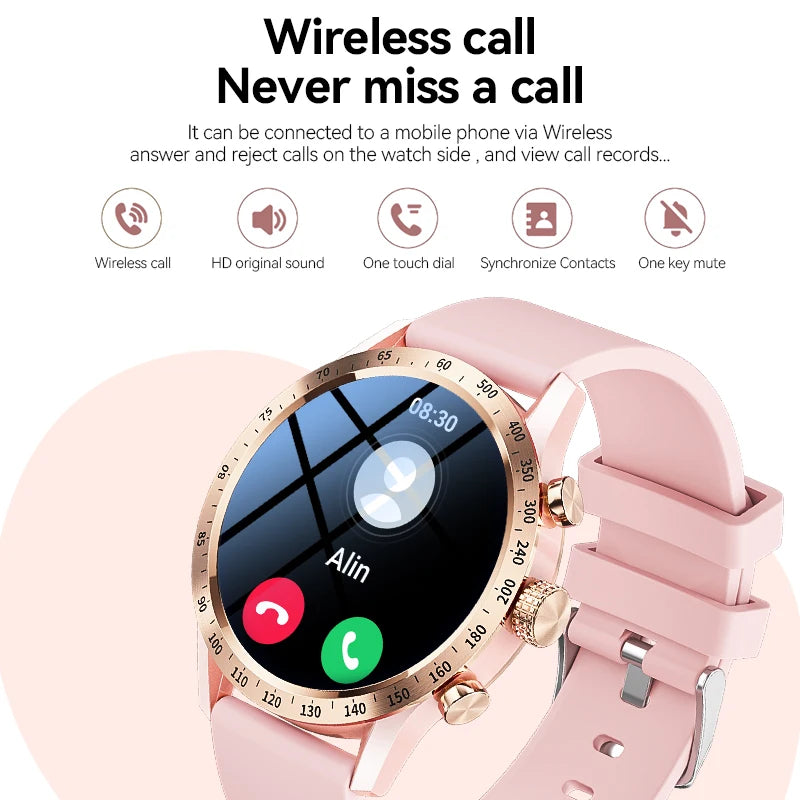 Montre intelligente LIGE 1.28 pouces avec écran AMOLED pour femmes