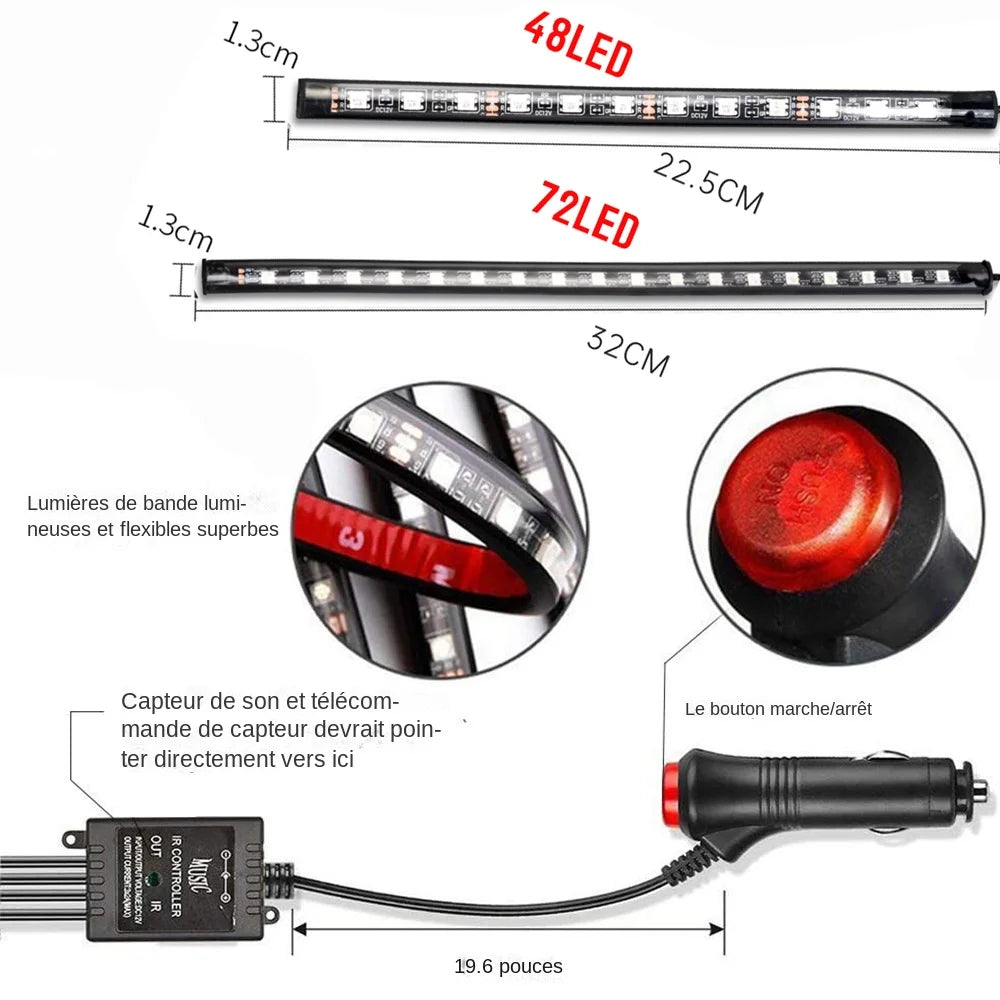 Kit de bandes lumineuses intérieures néon LED. Contrôlable via une application et avec une télécommande