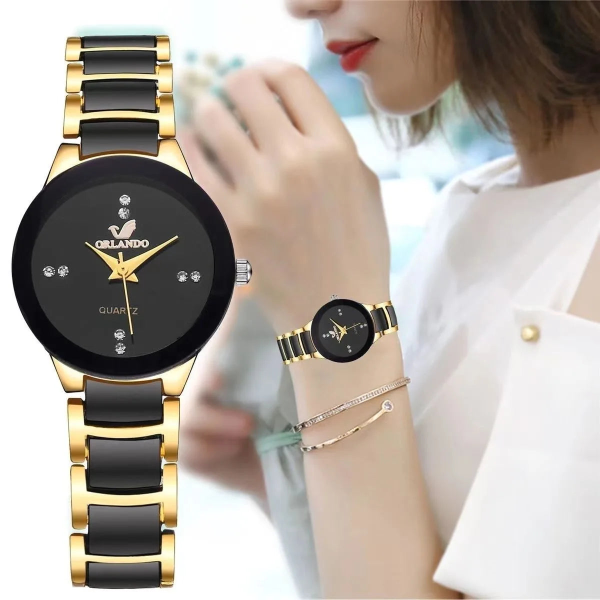 Montre pour femme allie élégance et robustesse avec son bracelet en acier noir