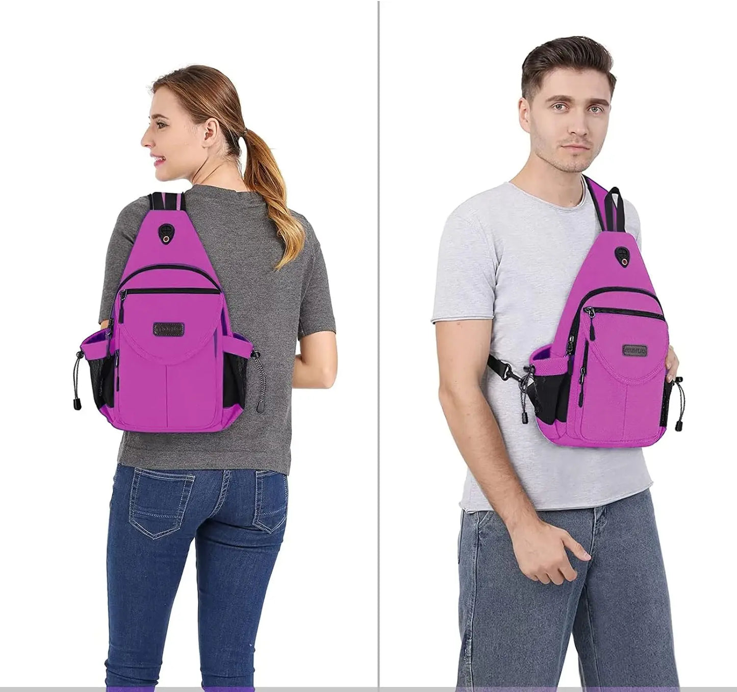 Sacs à dos sling en toile avec poche antivol pour homme et femme