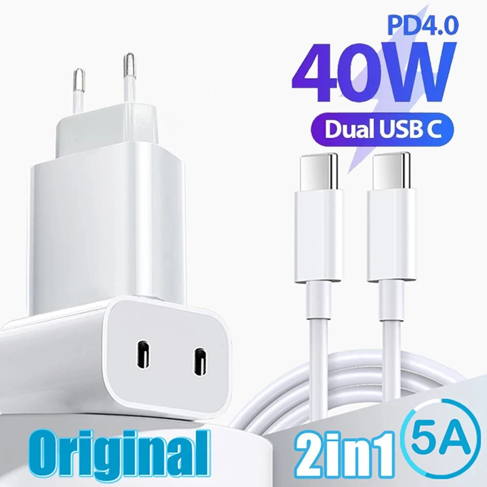 Chargeur rapide double USB C de 40W