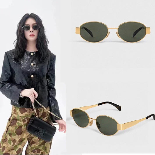 Lunettes de soleil ovales en métal pour femmes