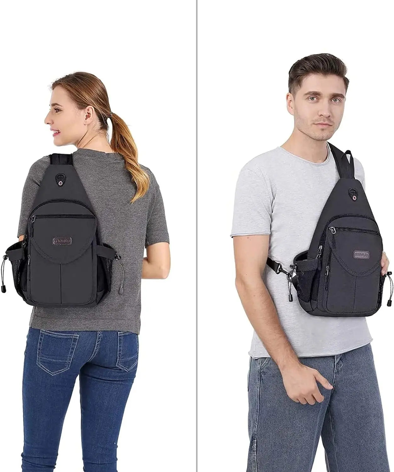 Sacs à dos sling en toile avec poche antivol pour homme et femme