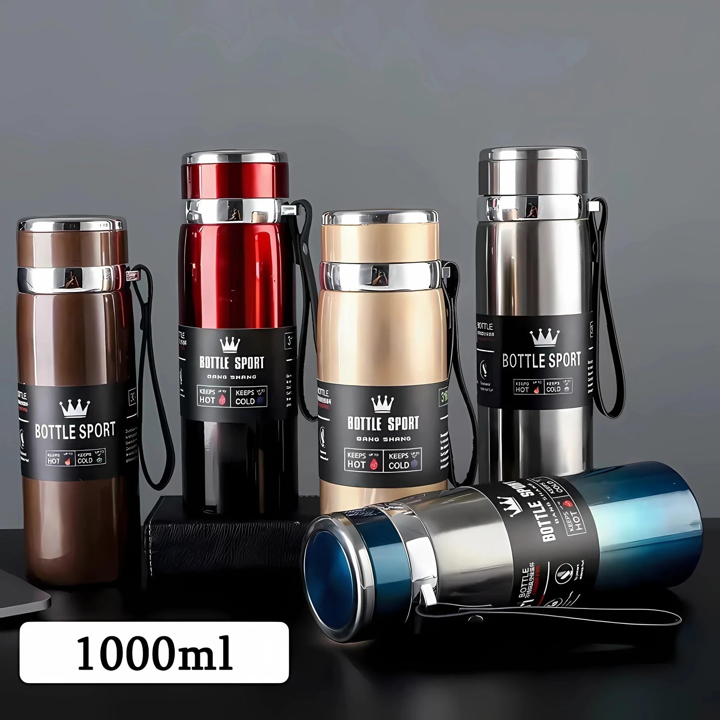 Bouteille d'eau thermique de 1L garde l'eau chaude ou froide
