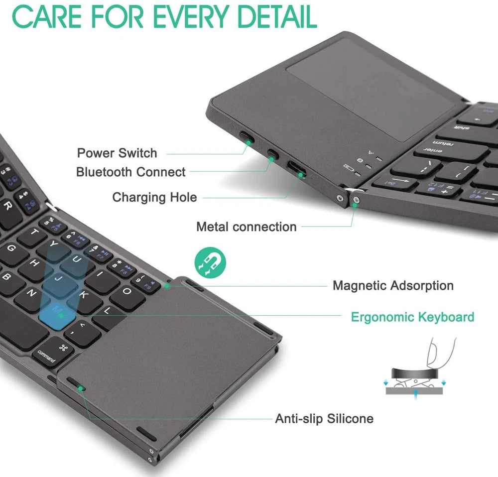 Clavier pliable sans fil Bluetooth pour, IOS, Android et Windows.