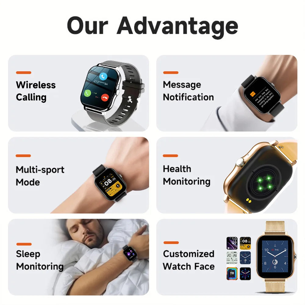 Montre intelligente tactile complète pour hommes et femmes