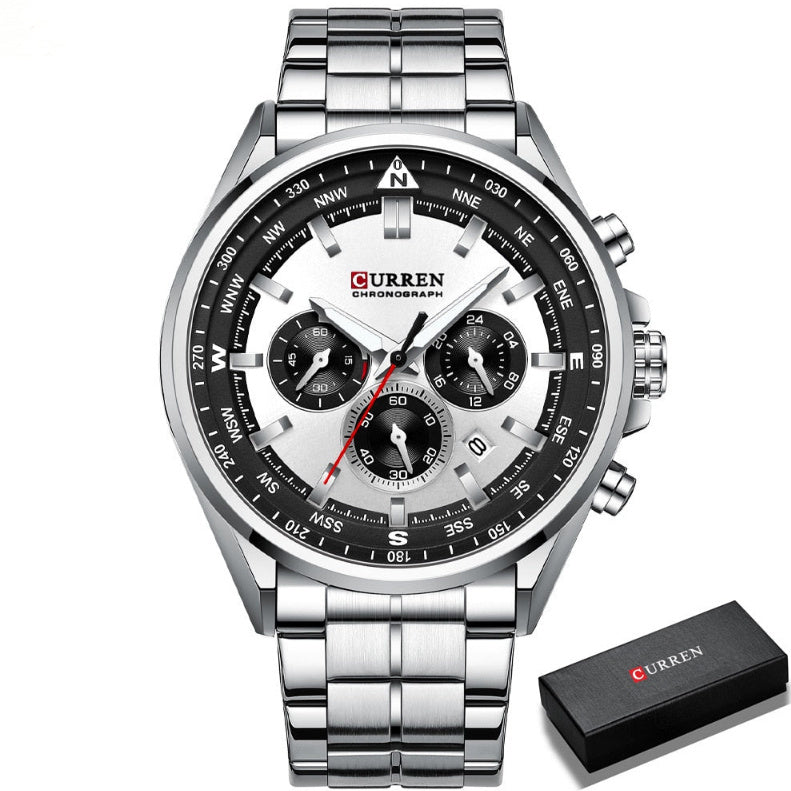 Montre à quartz multifonctions étanche pour hommes