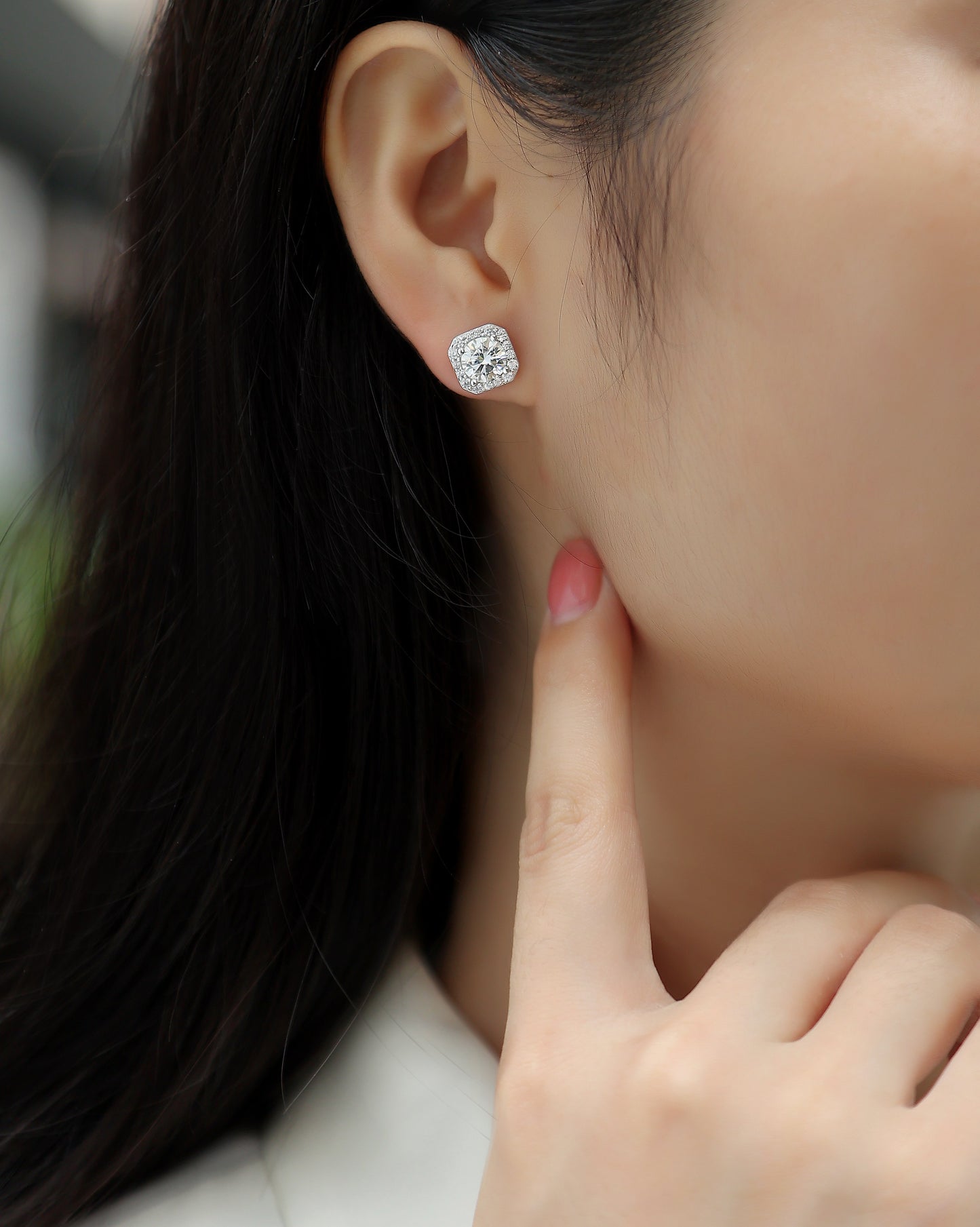 La Rose Dans Le Cœur - Boucles D'Oreilles Serties De 1 Carat Moissanite S925 De Qualité Supérieure, Boucles D'Oreilles En Argent Et Platine, Un Accessoire À La Mode Et Tendance Qui Peut Être Testé Avec Un Stylo En Diamant