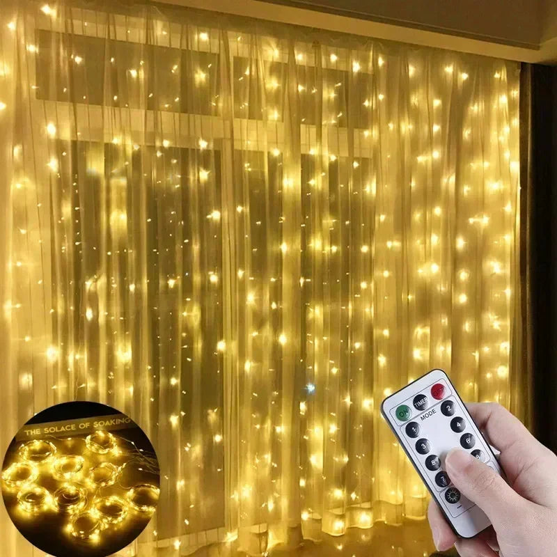 Curtain Garland for Windows USB-Powered Fairy Lights Festoon with Remote Control Garland LED Lights for Decor Garden Lights